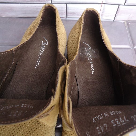 SIZE 8. BACCO BUCCI perforated suede leather oxford dress shoes. main image 5